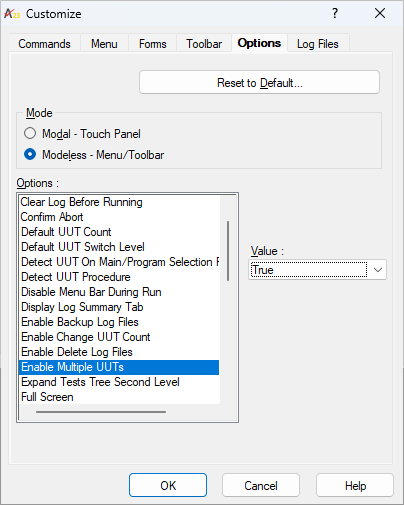 Customize Dialog from Test Executive
